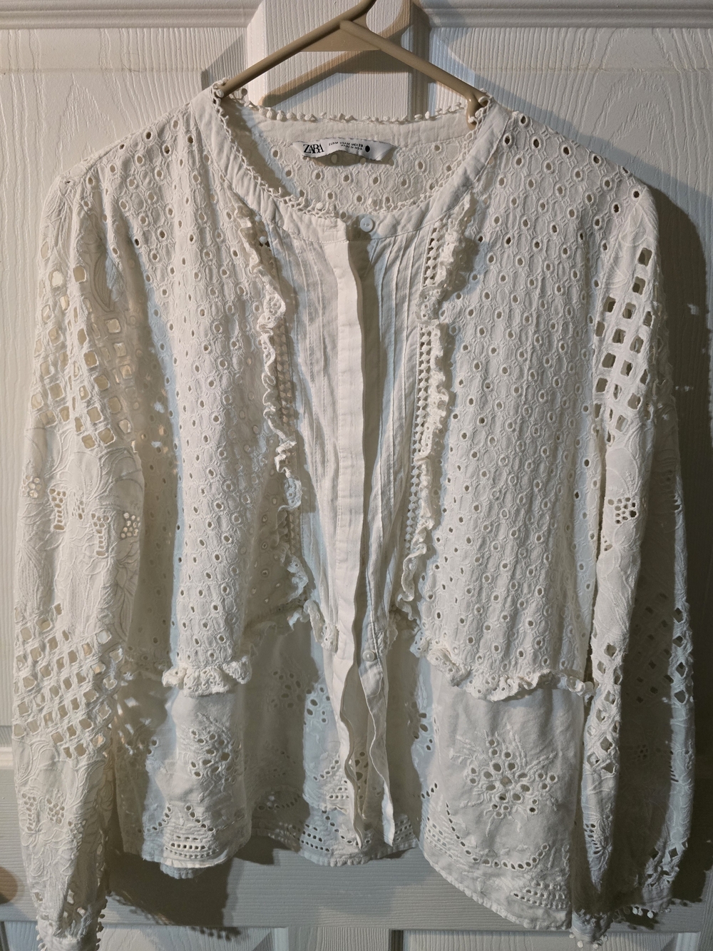 Zaba Ivory Eyelet Lace Button-Down Shirt